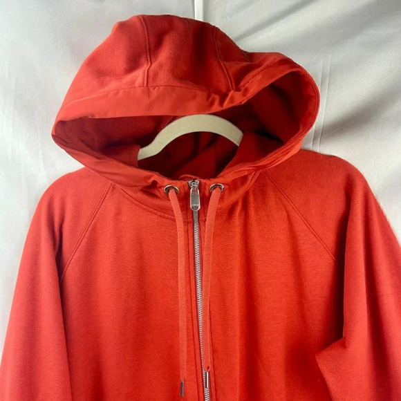 Athleta On My Way Triumph Hoodie Women Large Zipper Organic Cotton Orange - Picture 8 of 12